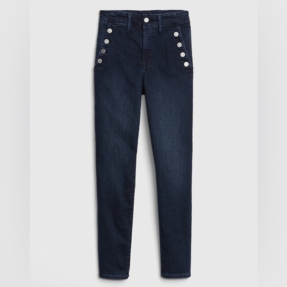 GAP High Rise True Skinny Sailor Ankle Jeans Secret Smoothing Pockets Blue 0/25 - Picture 4 of 16